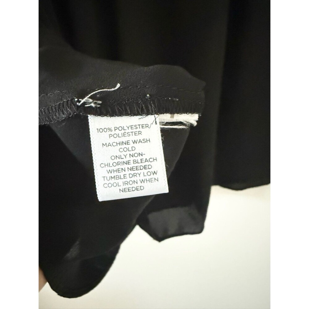 LOFT Black Long-Sleeve Ruffle Yoke Blouse Size L - Picture 6 of 6
